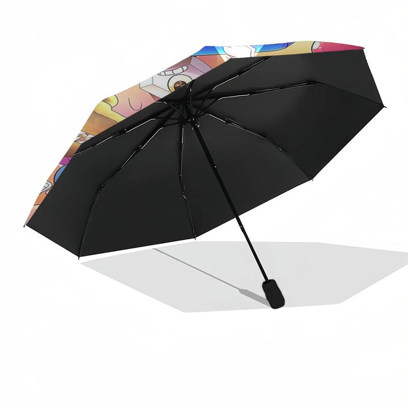 Cartoon Characters Themed Automatic Opening and Closing Umbrella, Compact Travel Umbrella, Lightweight and Portable, Suitable for Beach Comm
