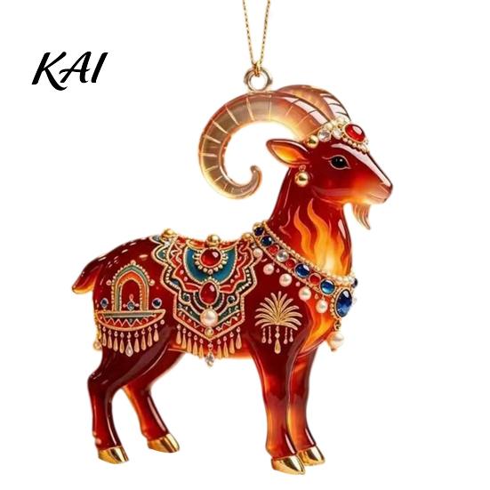Winter Holiday Gift for Party 2PCS Christmas Goat Hanging Ornaments, Decorative 2D Acrylic Tree Decorations Pendants, Lightweight Festive Ornaments
