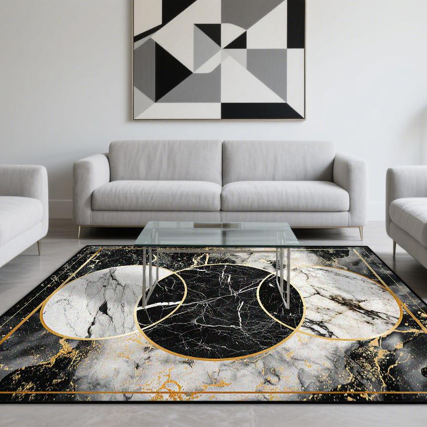 Современный Стиль Роскошный Ковер Гостиная Мраморная Отделка Ковры для Зоны Дивана Нескользящий Коврик для Пола Спальни Гостиной Моющийся Придверный Коврик