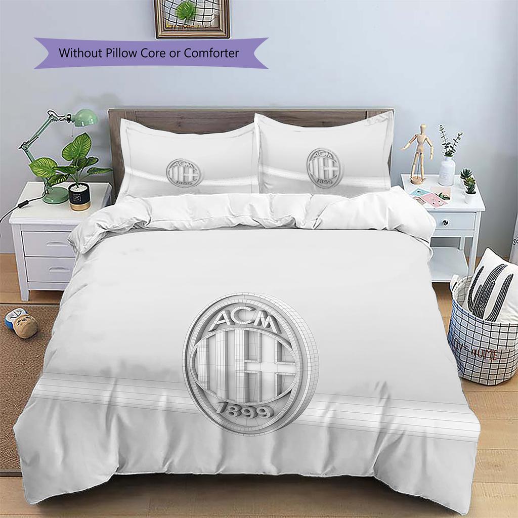 Associazione Calcio Milan2 Pattern Bedding Quilt Set Home Decoration Gift (1 * duvet cover + 2 * pillowcase without core)