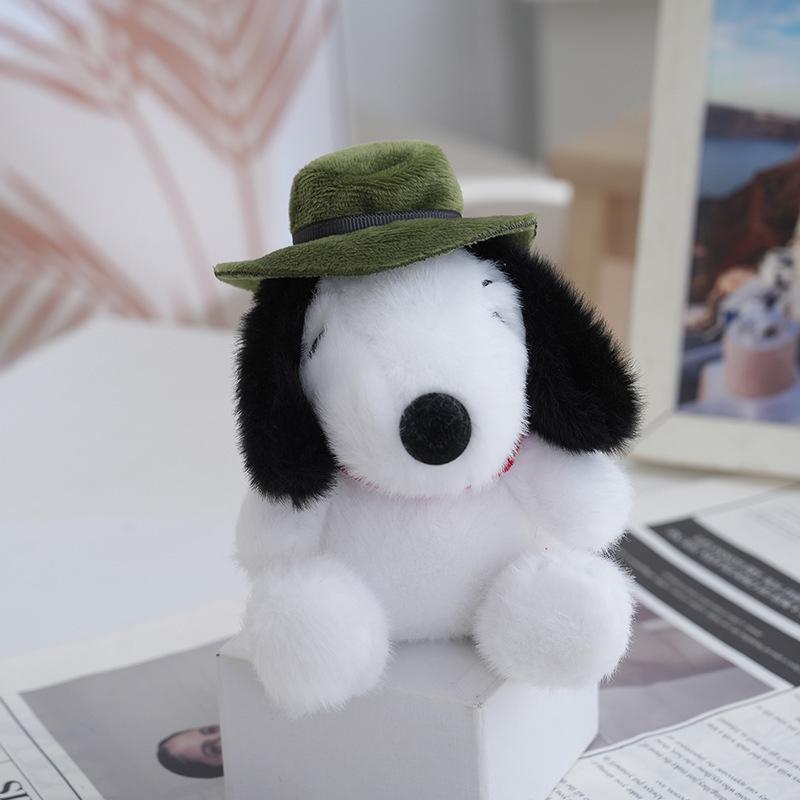 13cm Snoopy Plush Keychain Hat wearing Puppy Plush Toy Keychain Bag Charm gifts