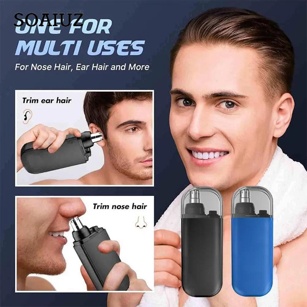 Портативный триммер для волос в носу, перезаряжаемый от USB, триммер для ушей в носу, мини-очиститель для волос в носу, электрическое удаление волос в носу