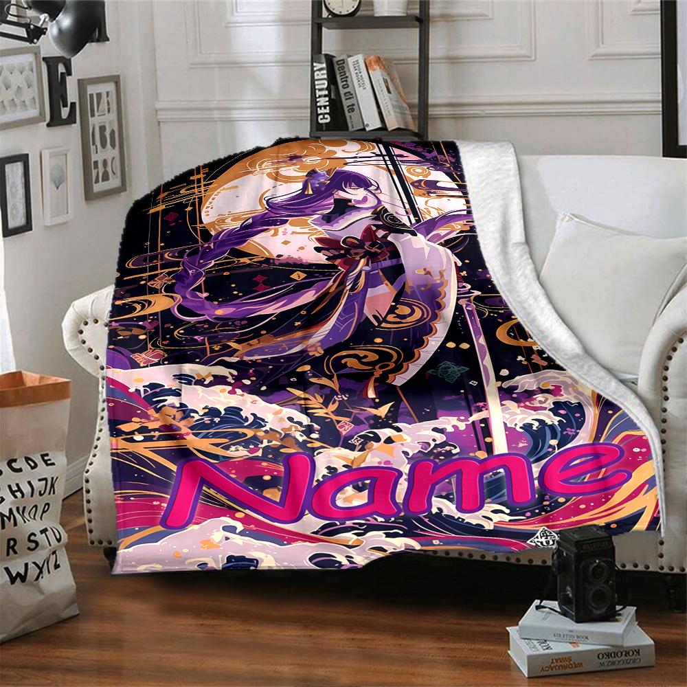 Customiz Name Personality Genshin Impact Balzebub Blanket Soft &Warm Sofa Office Bed Travel Lunch Break Blanket, Gift Suitable All Seasons