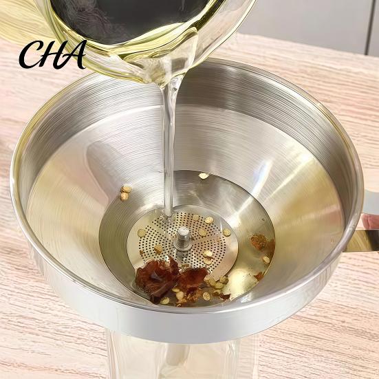 Wide Mouth Funnel for Jars Stainless Steel with Filter And Handle, Leak Proof Heavy Duty Kitchen Funnel, Filling Oil Juice Wine Precise Pouring