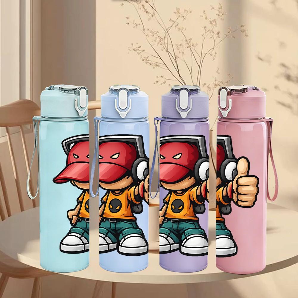 1PC Cap Boy Thumbs Up 750ml Color Plastic Sports Water Bottle Leakproof Flip Straw Lid Suitable for Sports Office Home Use