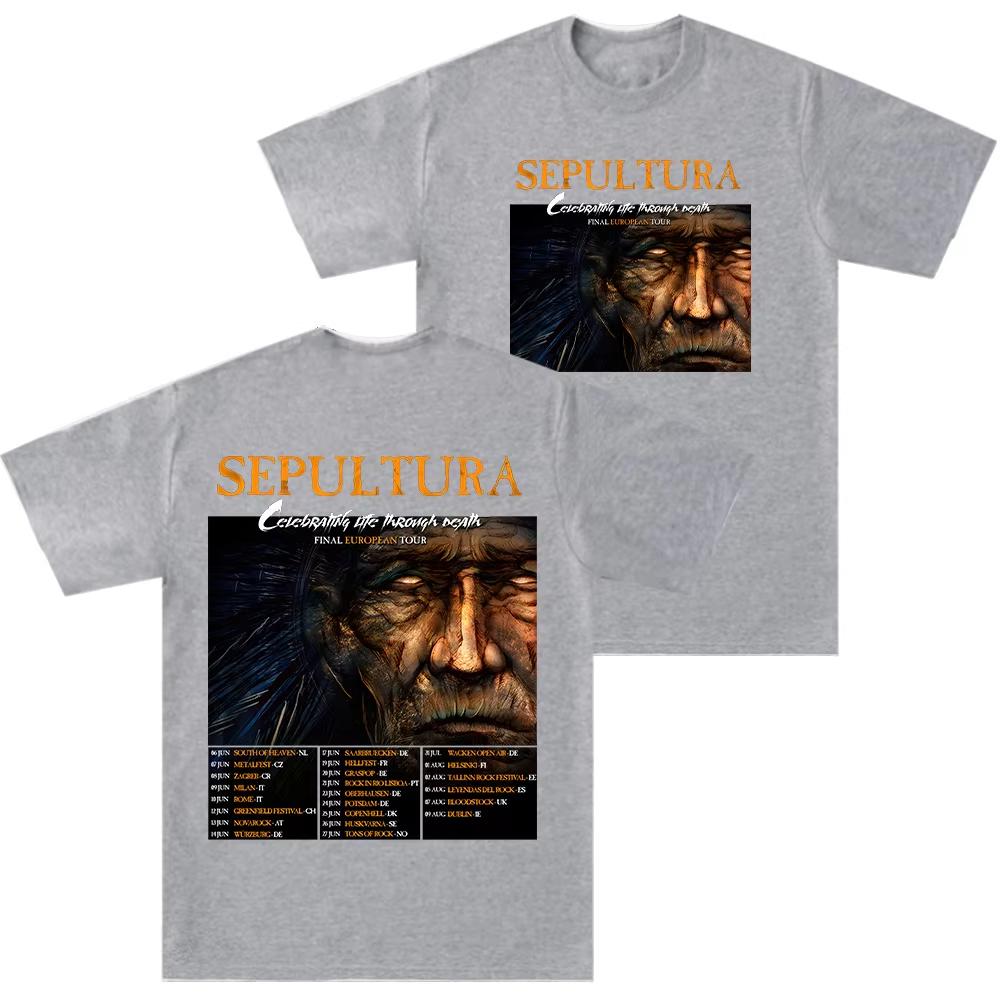 Sepultura Final European Tour T Shirts Metal Groove Metal Tees Unisex pure Cotton High Street Unisex Rock Aesthetic Top