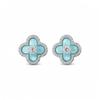 Blue Floral Zircon Clover Pendant Necklace Set Women Minimalist Daily Wear Tone Chain