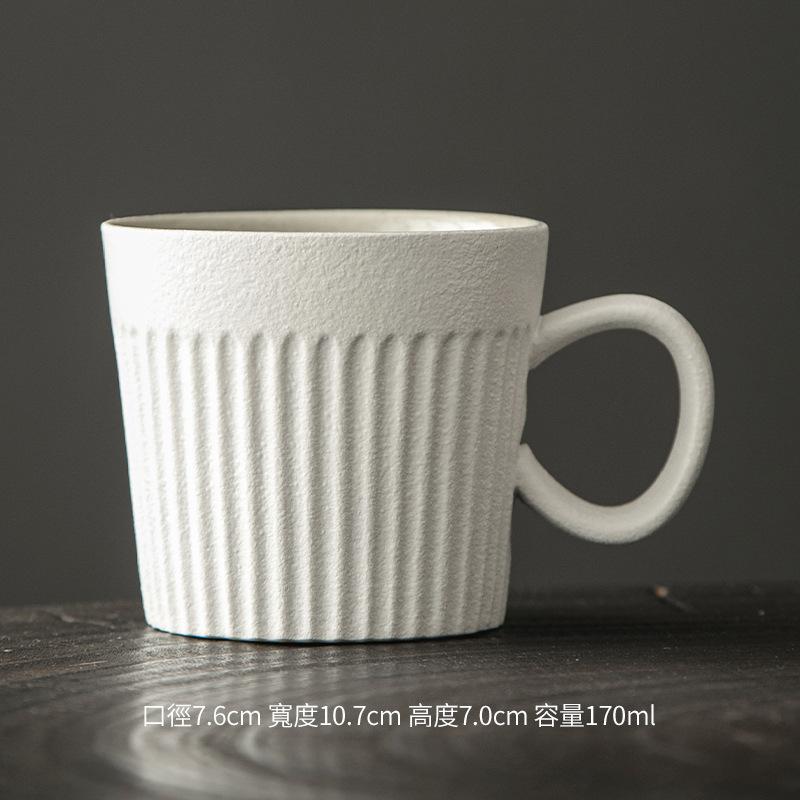 Coarse Pottery Coffee Cup Hand-Punched Retro Kiln-Changed Wooden Handle Mug Japanese Handmade Personalized Couple Pair Cup Household Water Cup