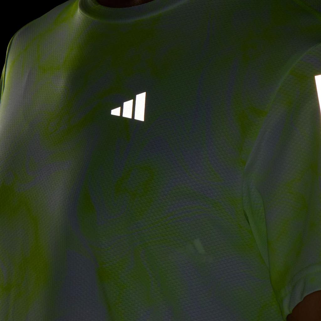 Adidas Own The Run Allover Print Tee Women Tops Bright-Lemon-Yellow IL1663