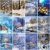 5D DIY Diamond Painting Winter Snow Scenery Landscape Full Round Diamond Gift Cross Stitch Kit Mosaic Wall Art Home Decor