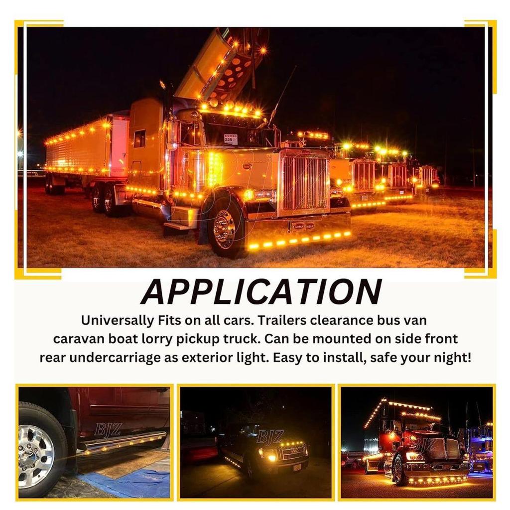 18 Pack LED Truck Trailer Amber Side Marker Lights | Chicken Lights | Waterproof 24V | Universal Fit for Semi Trucks & Cargo Trailers