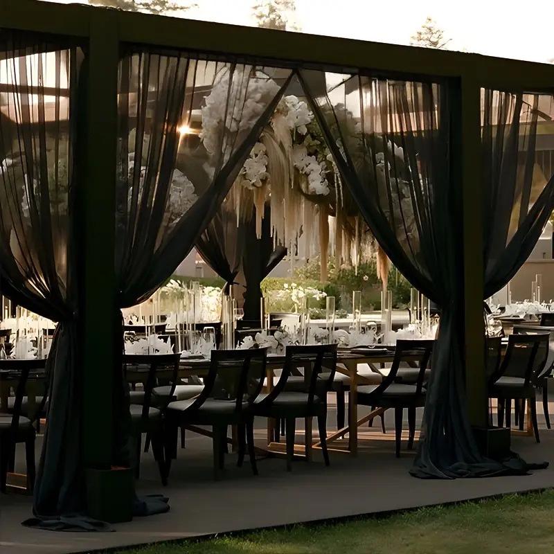 Outdoor White Wedding Gauze Drapes for Party and Venue Decoration, Wedding Arch, and Background.