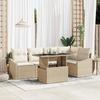 VidaXL 6-Piece Garden Sofa Set with Cushions Beige Poly Rattan 3349007
