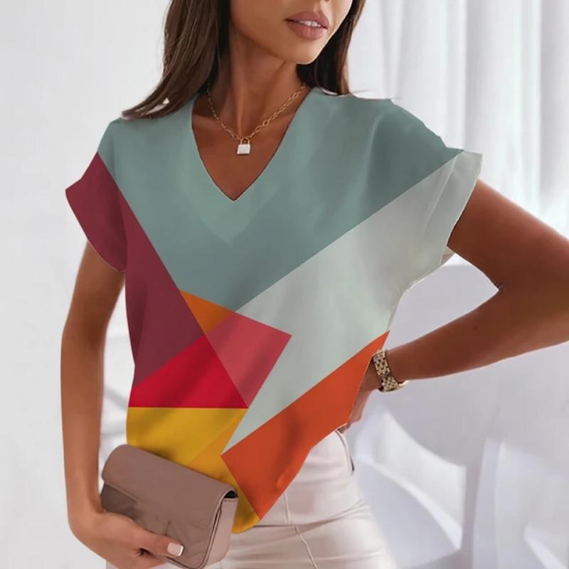 Новая женская футболка в клетку, летняя уличная мода, короткий рукав, свободный, 100-й размер, индивидуальный, с коротким рукавом и 3D-принтом