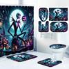 Четырехкомпонентный набор для ванной комнаты Disney Jack - Авангардная водонепроницаемая шторка для душа, создающая полный комплект для ванной комнаты