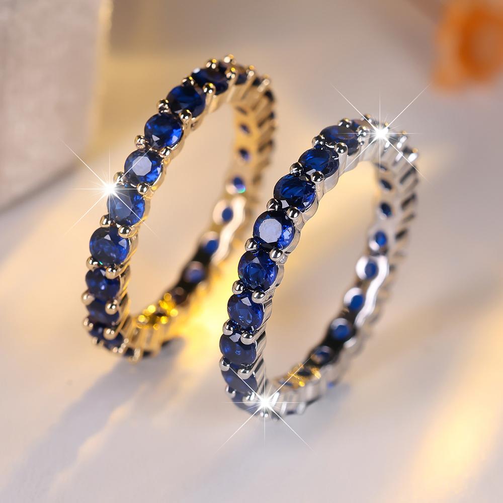 Fashion Round Green Blue Zircon Rings for Women CZ Crystal Wedding Engagement Rings Jewelry Gifts