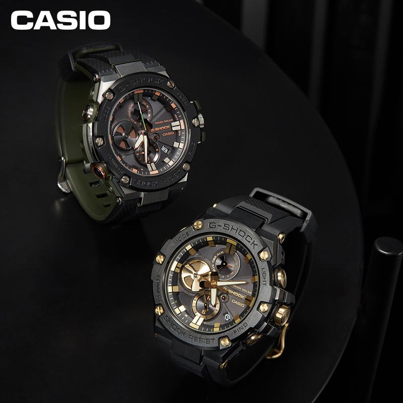 G-Shock Gst Series Steel Heart Fashion Business Solar Quartz Movement Resin Strap Watch Men watches Black GST-B100GC-1APRT-PERSON