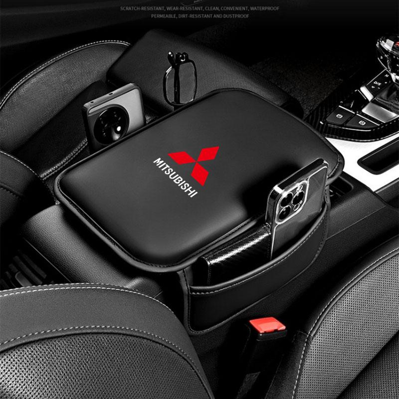Car Armrest Cushion Whit Storage Bag Protector Mat for Mitsubishi Outlander Lancer 10 9 ASX RALLIART Eclipse L200 Pajero Auto SF9