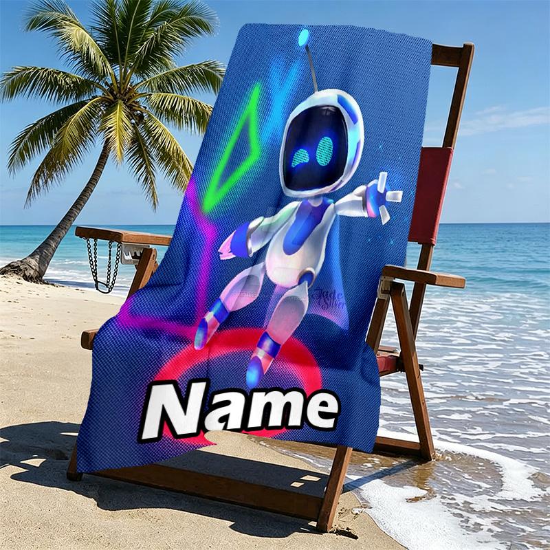 Custom Name Personalized Cosmic Bot Crew Print Beach Towel, for Trip Camping Beach Party Home Decor, Birthday Gift for Family & Friends