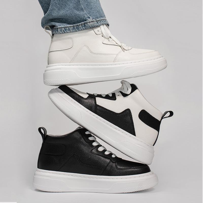 White Sneakers Men Height Increase Insoles 6cm Lifts Shoes Leisure Casual Plus Size 35-47