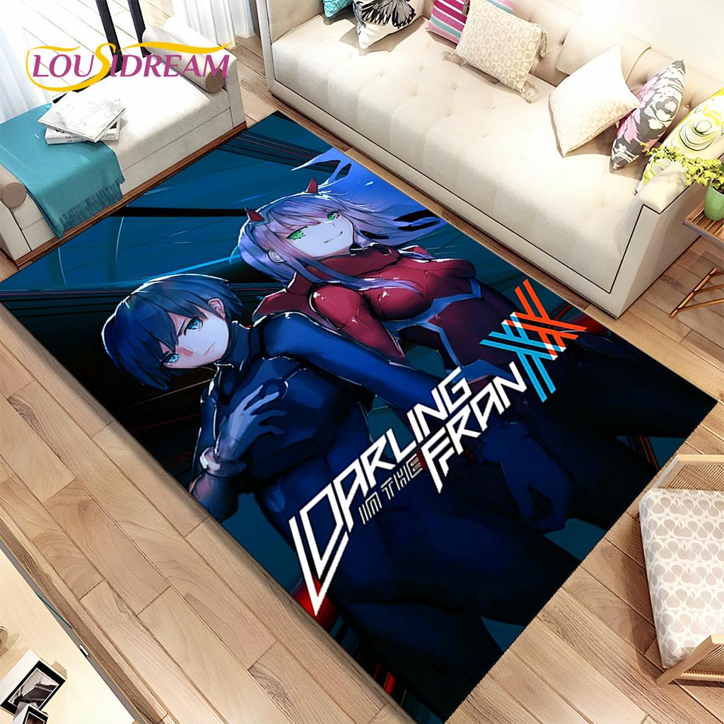 Аниме Zero Two DARLING In The FRANXX Коврик, Коврик для гостиной, спальни, дивана, коврик для двери, детский нескользящий напольный коврик