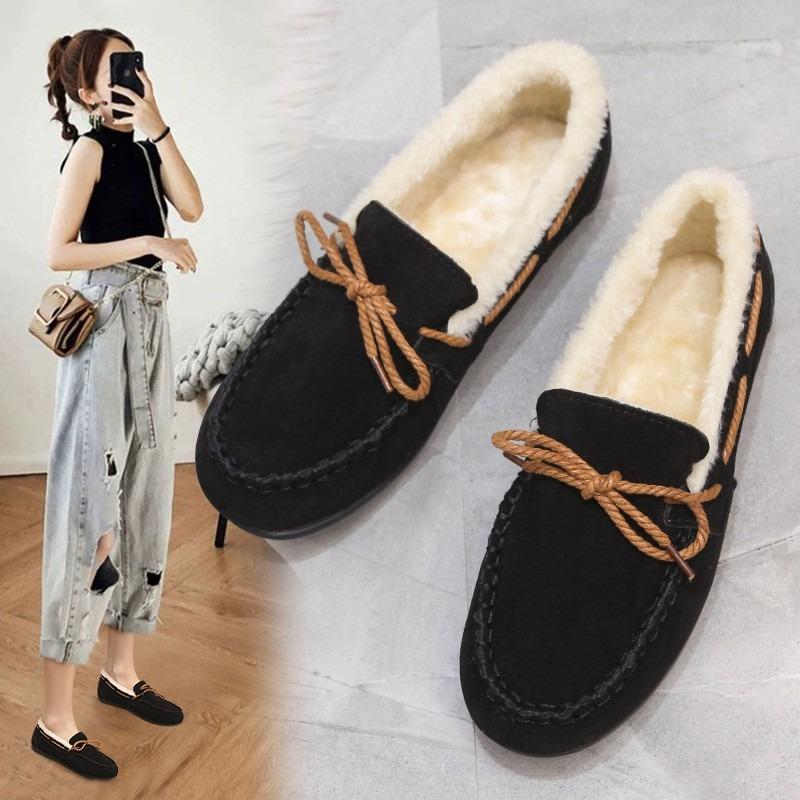 Mao Mao Cotton Shoes Women's New Winter Casual Women's Piled Thickened Cotton Shoes Warm Doudou Single Shoes Women