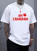 Unisex Crew Neck Tee Maple Leaf Canadian Letter Print Short Sleeve Loose Oversized Male Casual Soft Breathable Basic Daily Wear Top