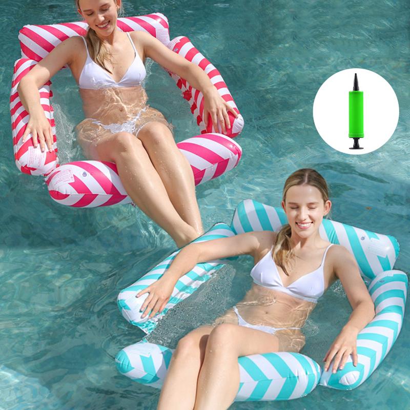 1шт четыре трубки диагональная полосатая надувная плавающая кровать переносная сторона надувная ПВХ плавающая кровать пляж многоцветный