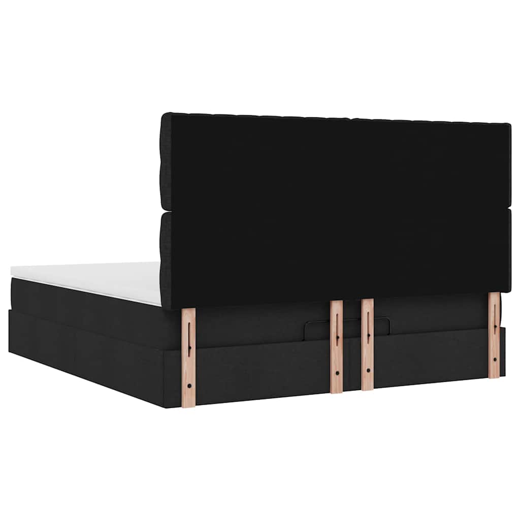 Ottoman Bed with Mattress Black 160x200 cm Fabric