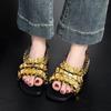 Fashion Fashion Gold Pleated Designer Slippers Women Summer Sexy Open Toe Slide Sandals Comfort Non Slip Beach Sandal Sandalias De Mujer