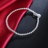 925 Sterling Silver Classic 4MM Round Beads Chain Bracelets for Women Fashion Party Wedding Accessories Jewelry