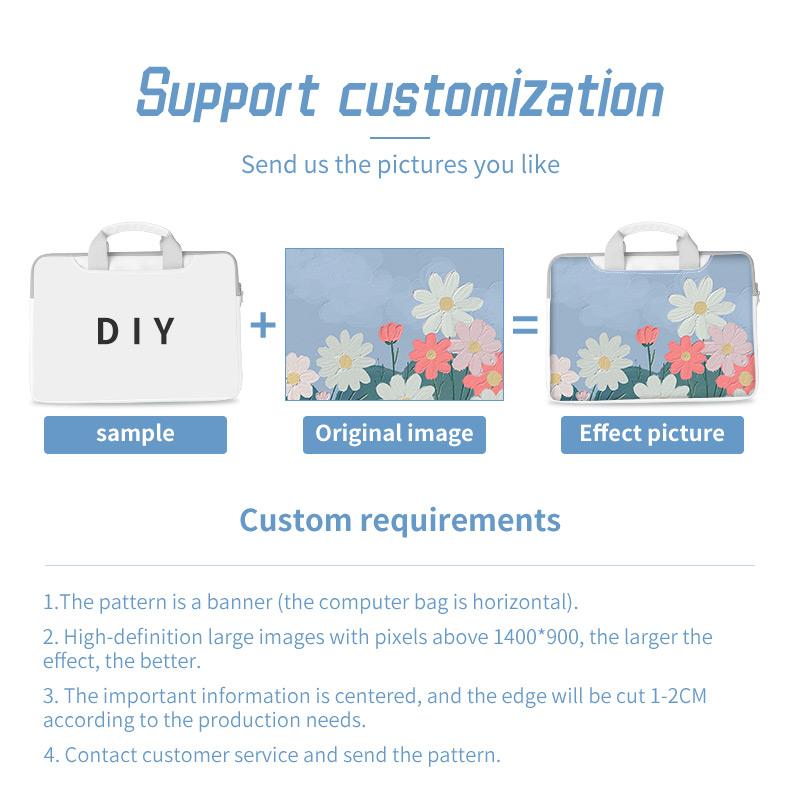Сумка для ноутбука с цветочным принтом разных размеров 13, 14, 15, 16, 17 дюймов, многоцелевая сумка через плечо для Macbook/HP/Lenovo/Acer/Asus