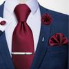 Formal Mens Necktie Solid Color Wedding Silk Tie Hanky Cufflink Boutonniere Tie Clip Set
