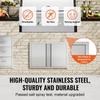 BBQ Access Door, 710x482 mm Double Outdoor Kitchen Door, Stainless Steel Flush Mount Door, Wall Vertical Door with Recessed Handles , for BBQ Island,