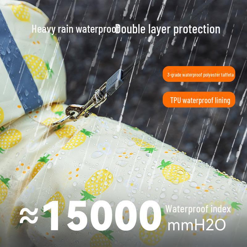 Fruit Print Waterproof Dog Raincoat with Traction, Four-Legged Design for Teddy and Bichon Breeds.