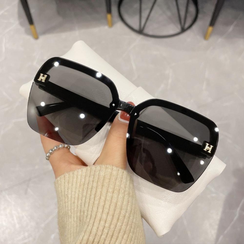 Large Frame Sunglasses H Letters Round Face Show Face Small Fashion Anti-UV Sunglasses