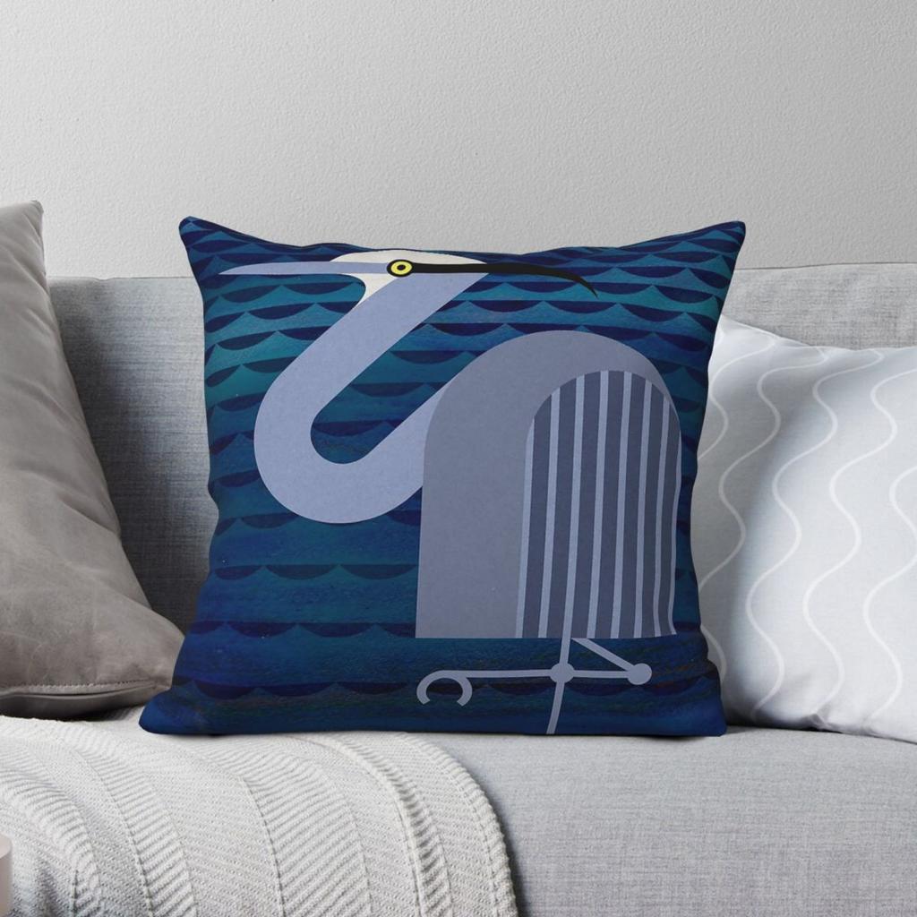 Heron Tall Distinctive Wading Square Pillowcase Polyester Linen Velvet Creative Zip Decorative Pillow Case Room Cushion Cover