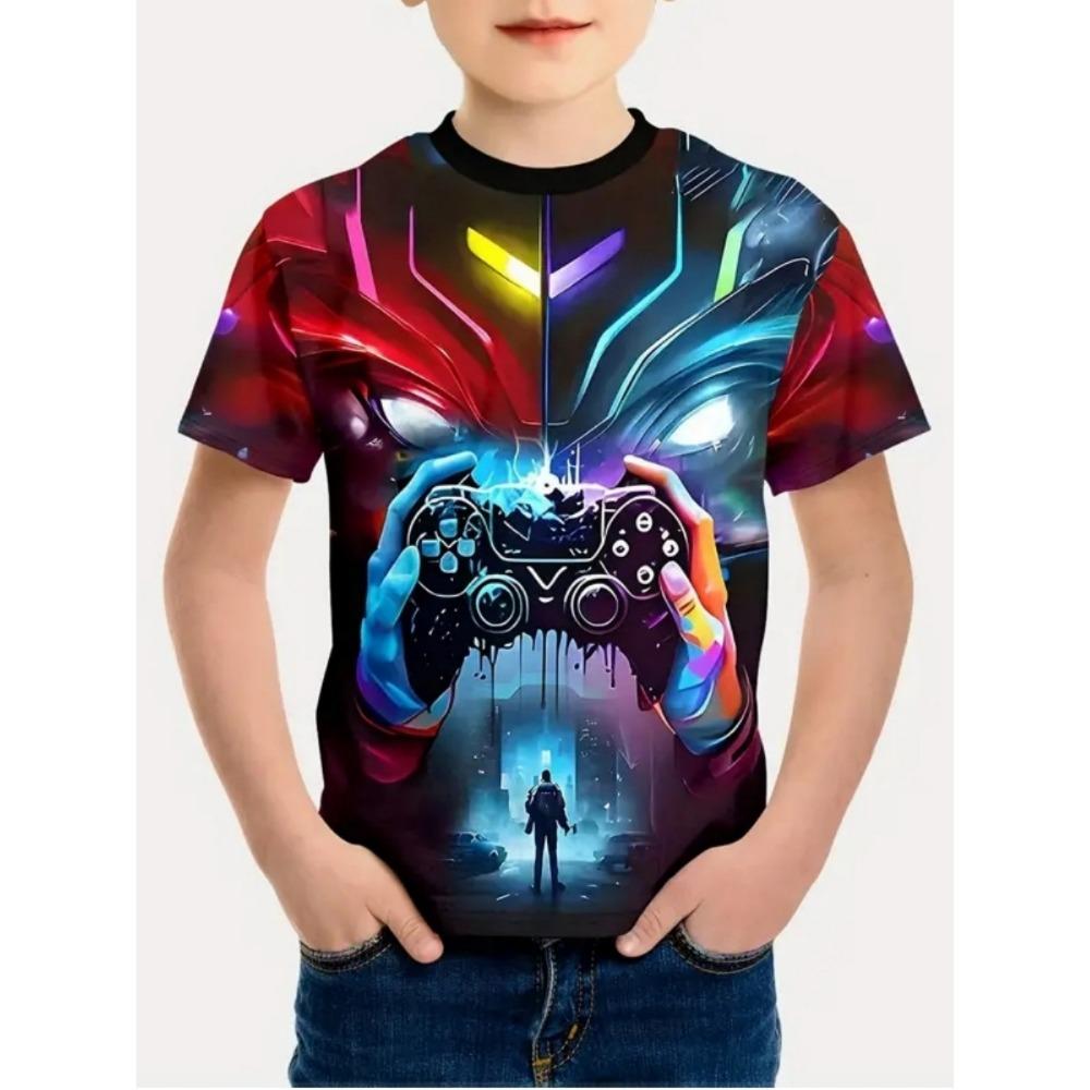 Leisure Game Pattern Children's T-shirt Boys' Top Baby Summer Short Sleeved Clothes