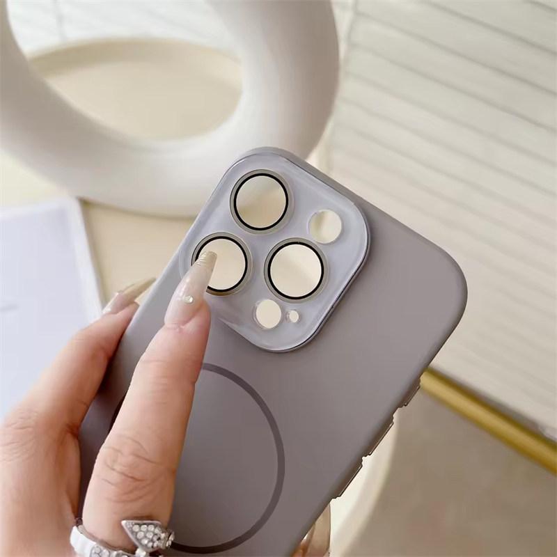 Роскошный чехол для телефона Magsafe Wireless Charge для iPhone 16 15 14 Pro 13 12 Pro Max, защитный бампер для объектива, магнитная задняя крышка