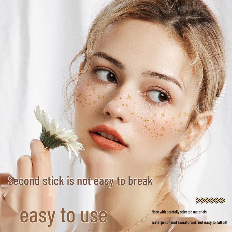 Gold & Silver Glitter Waterproof Christmas Freckle Tattoo Stickers for Party Makeup