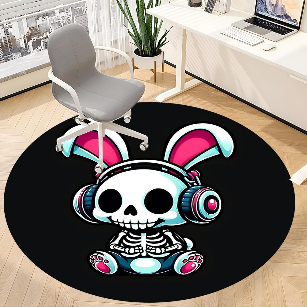 1pc Bunny Beats Office Round Area Rug, Under Office Chairs Bedroom Living Room Home Decor, Room Deco, Available in Various Sizes