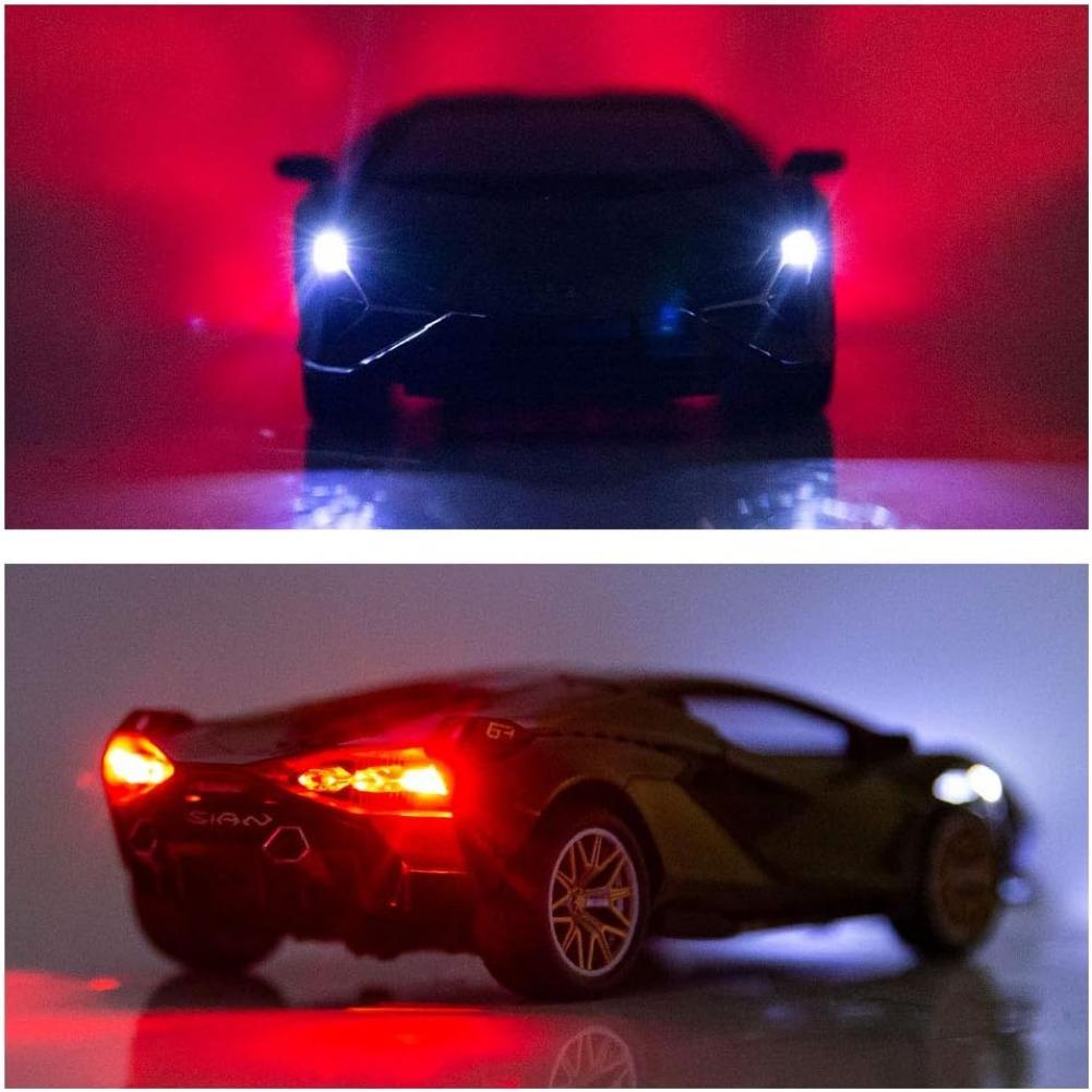 1/32 Lambo Sian FKP37 Car Model Toy Child Sound and Light Pull Back Car Zinc Alloy Casting Toys for Kids Boy Girl Gift