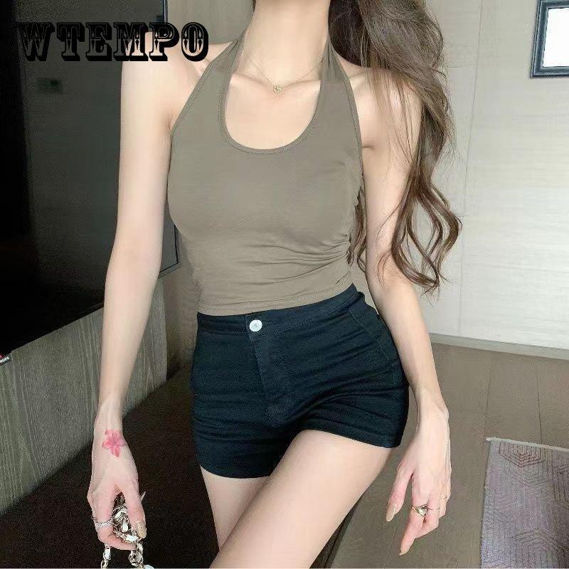 WTEMPO Hanging Neck Style Suspender Bottom Vest with Bra Pad Bottom Shirt Can Be Worn Outside Sports Vest Top