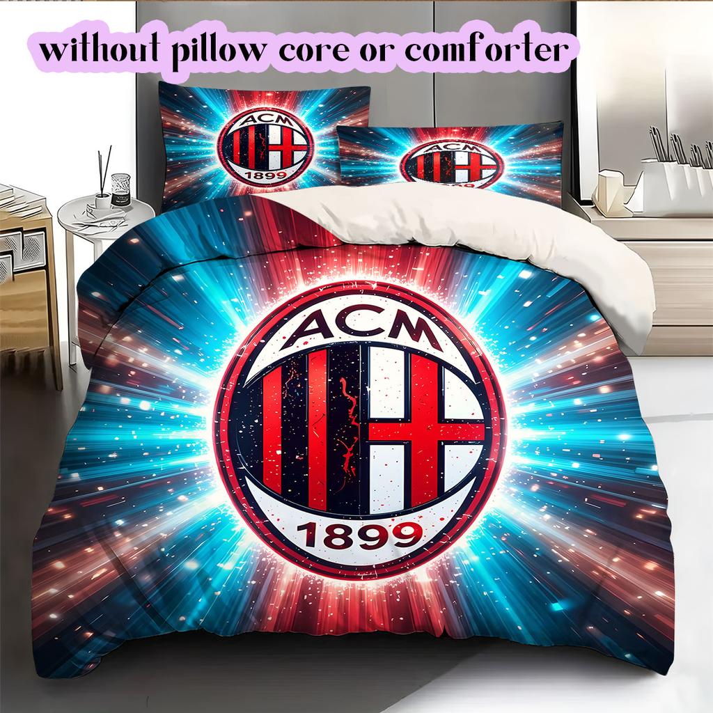 Ac Milan Pattern Bedding,Quilt Set Quilt Cover Pillowcase Home Birthday Gift (1*duvet cover+2*pillowcase,without core)