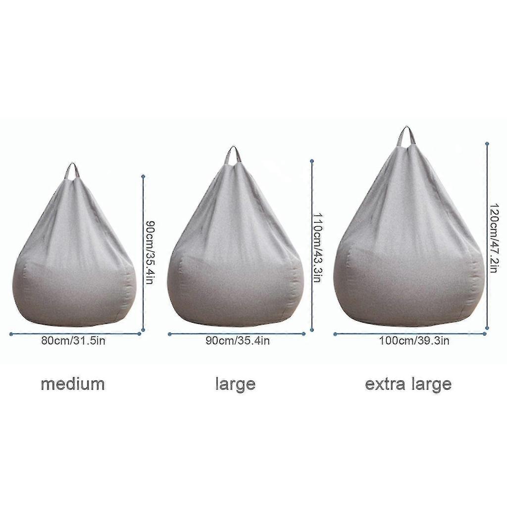 New Extra Large Bean Bag Chairs Couch Sofa Cover Indoor Lazy Lounger For Adults Kids Sellwell (does Not Include Padding)-90 * 110cm-Gray