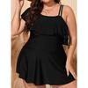 2025 Black Tankini Swimwear Women Plus Size Two Pieces Swimsuit Ladies Big One Shoulder Ruffle Tankini Bathing Suit
