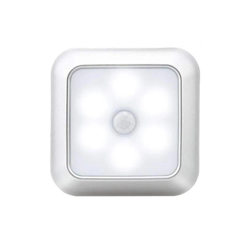 Светодиодный датчик движения на батарейках, ночник, беспроводное освещение, лестница, настенный светильник для спальни, шкафа, туалета, гардероба, дома