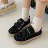 The Same Canvas Shoes Women's Summer 2025 New Casual Velcro Women's Shoes Black Board Shoes Chic Hong Kong Flavor Versatile Transport