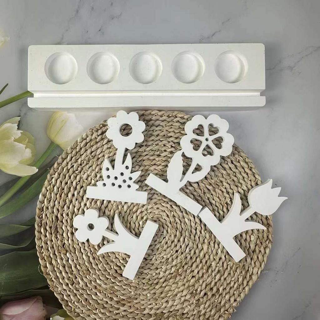 Spring Flower Candle Holder Molds with Long Base Flower Candlestick Tealight Holder Molds for DIY Art Craft Candlestick