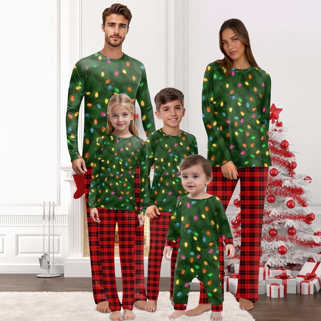 Christmas Prints Family Matching Long Sleeve Tops+Pants Set Family Matching Sets